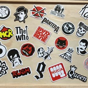 60 plus stickers rock bands etc